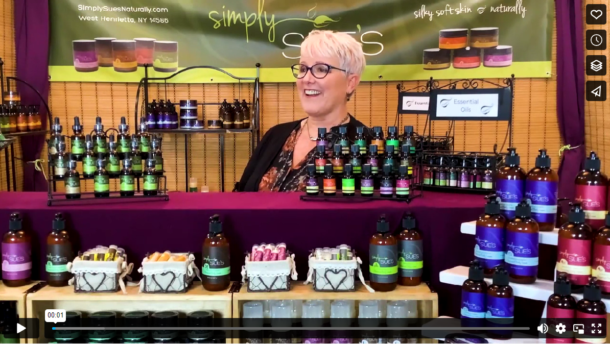 Video of Sue Giralico from Simply Sue's in her booth display talking about products