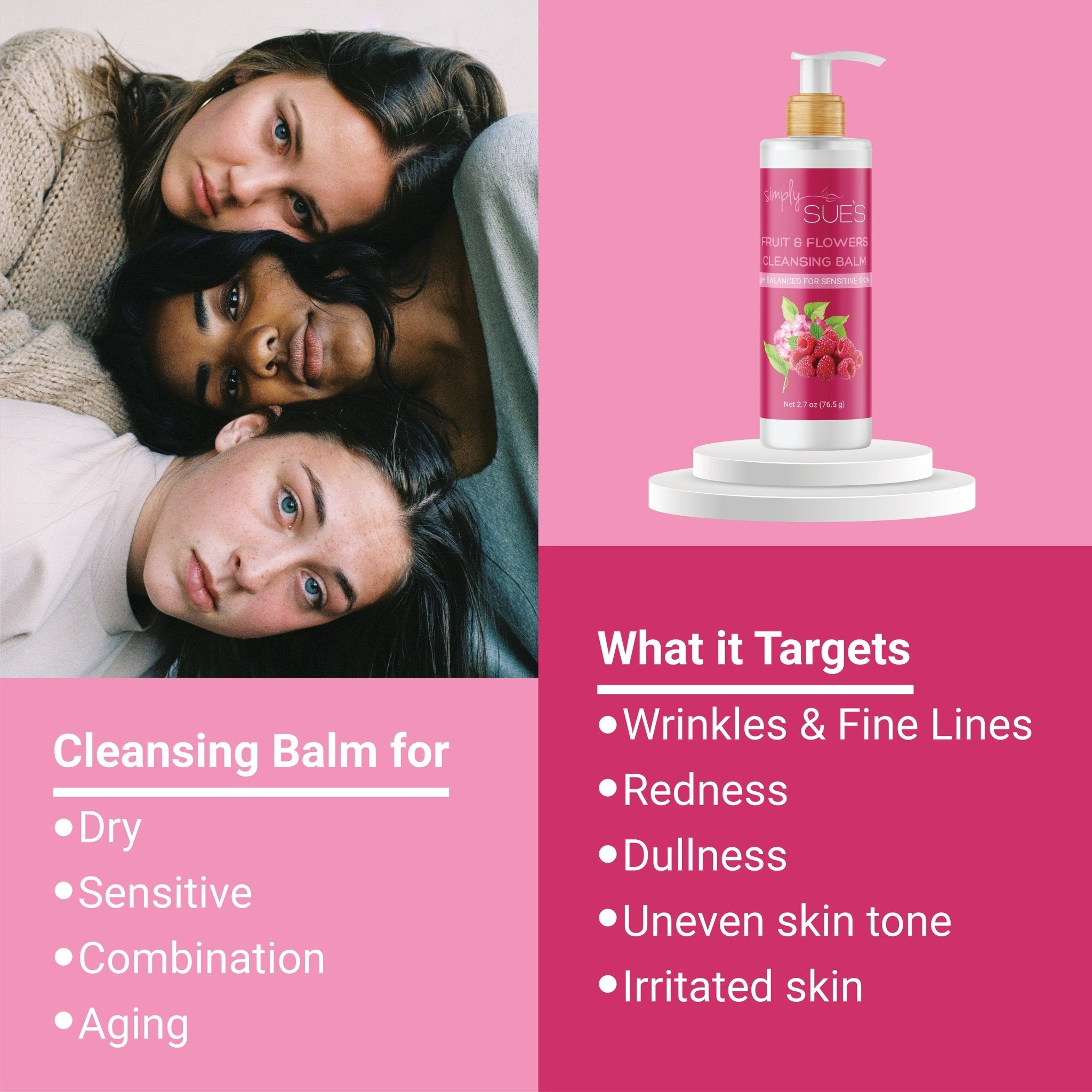 Graphic showing mature women with a description of what the Simply Sue&