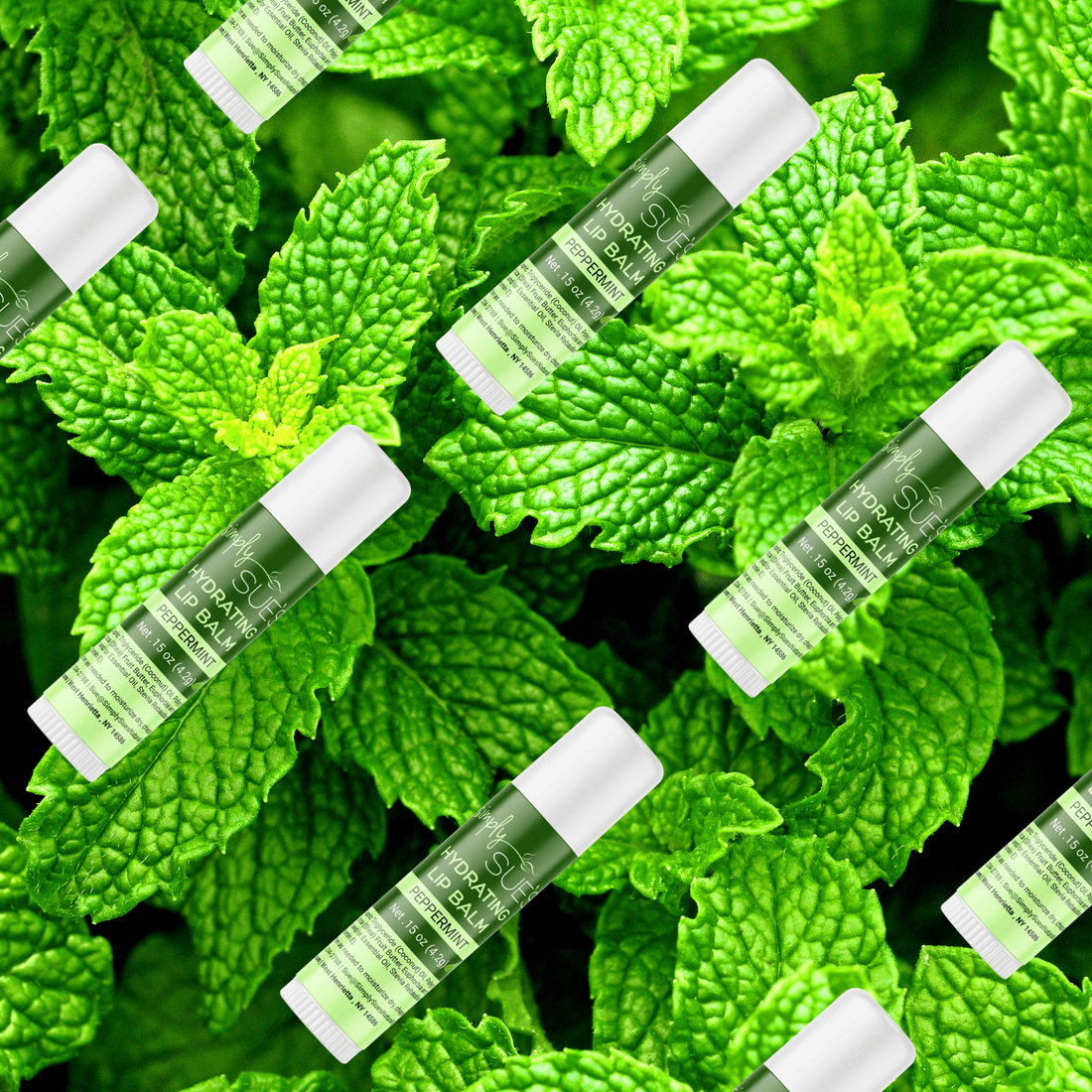Peppermint Lip Balms crafted with Organic Shea Buter from Simply Sue&