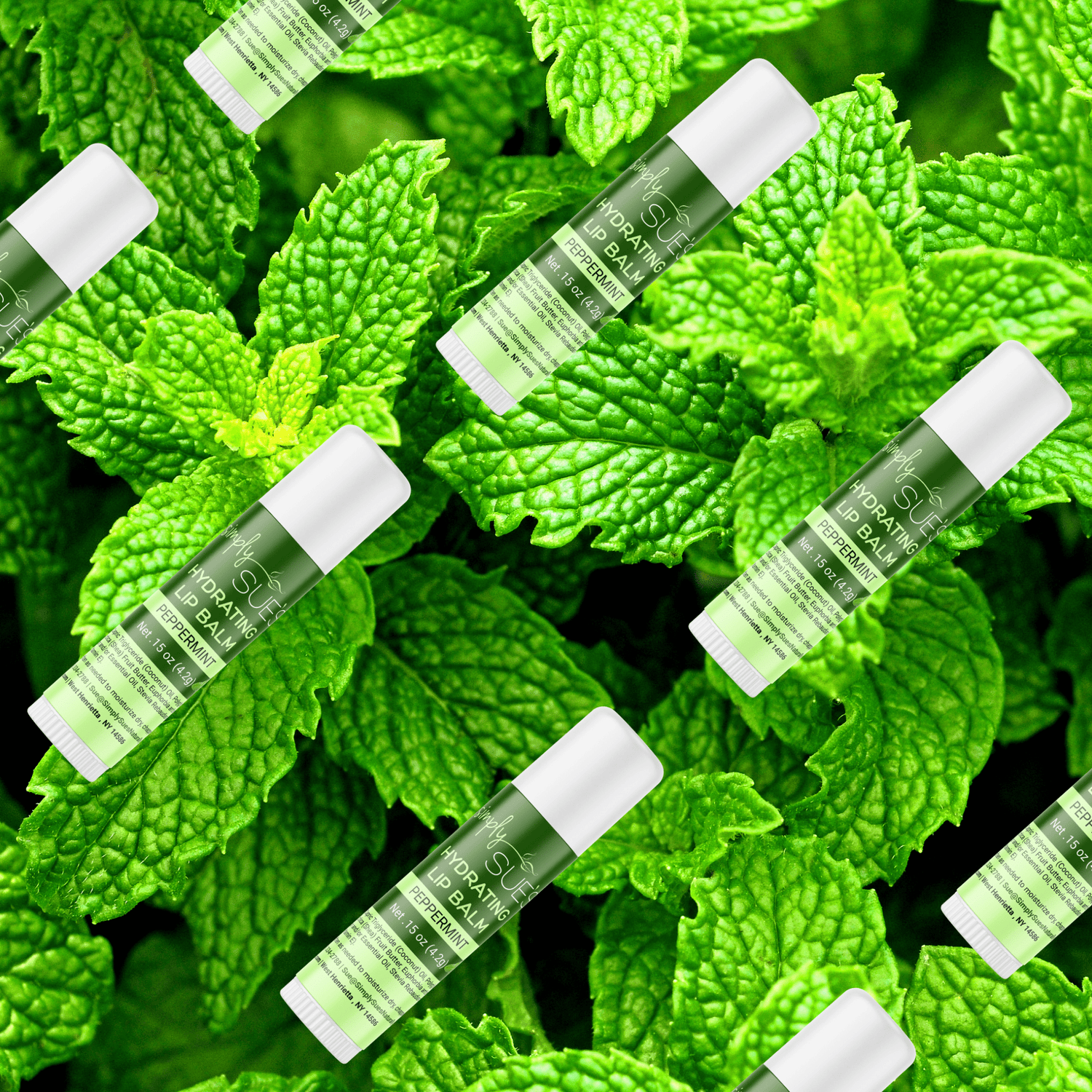 Peppermint Lip Balms crafted with Organic Shea Buter from Simply Sue&