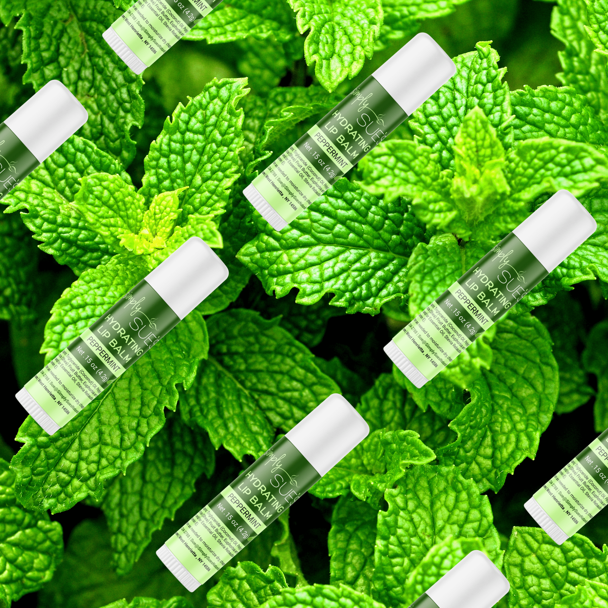 Peppermint Lip Balms crafted with Organic Shea Buter from Simply Sue&