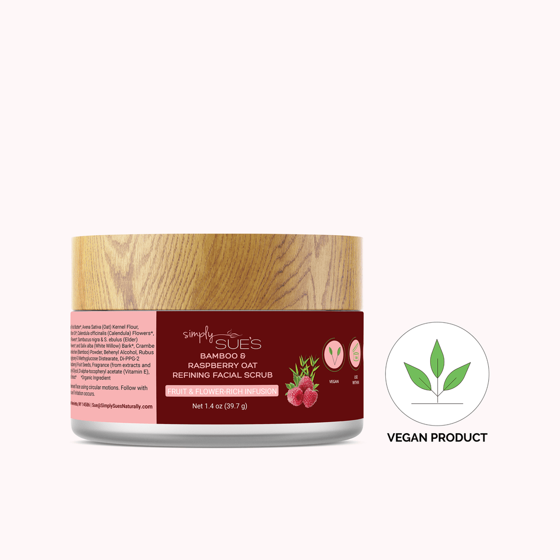 Best Face Scrub: Bamboo &amp; Raspberry Oat Refining Facial Scrub from Simply Sue&