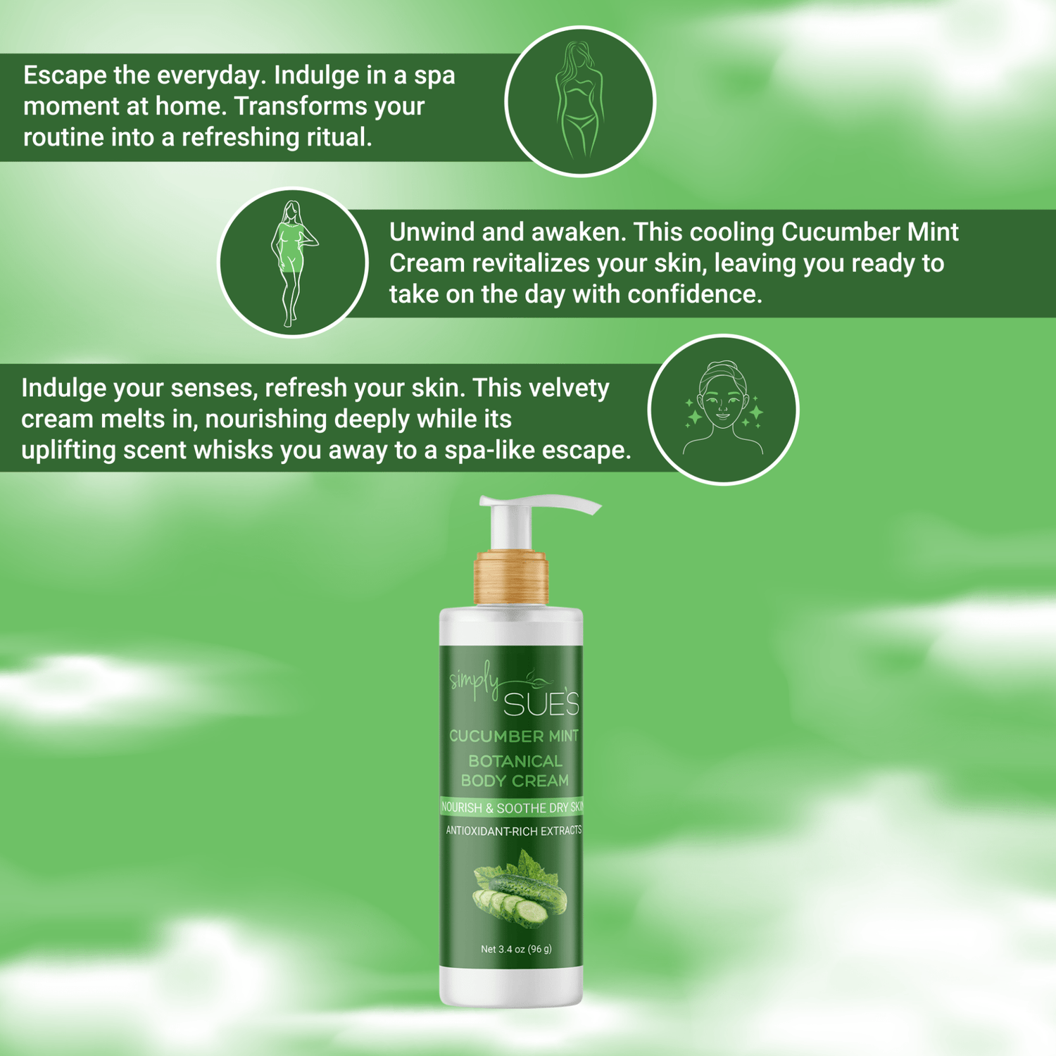 Infographic: Benefits of adding Cucumber Mint Body Cream to your self-care routine