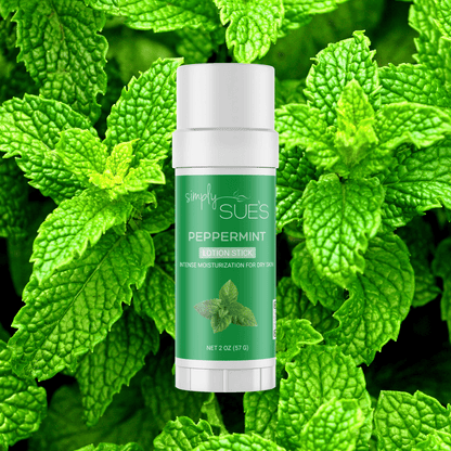Synthetic fragrance-free Peppermint Lotion Stick in twist up tube from Simply Sue&