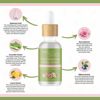 Graphic showing some of the ingredients in Simply Sue&